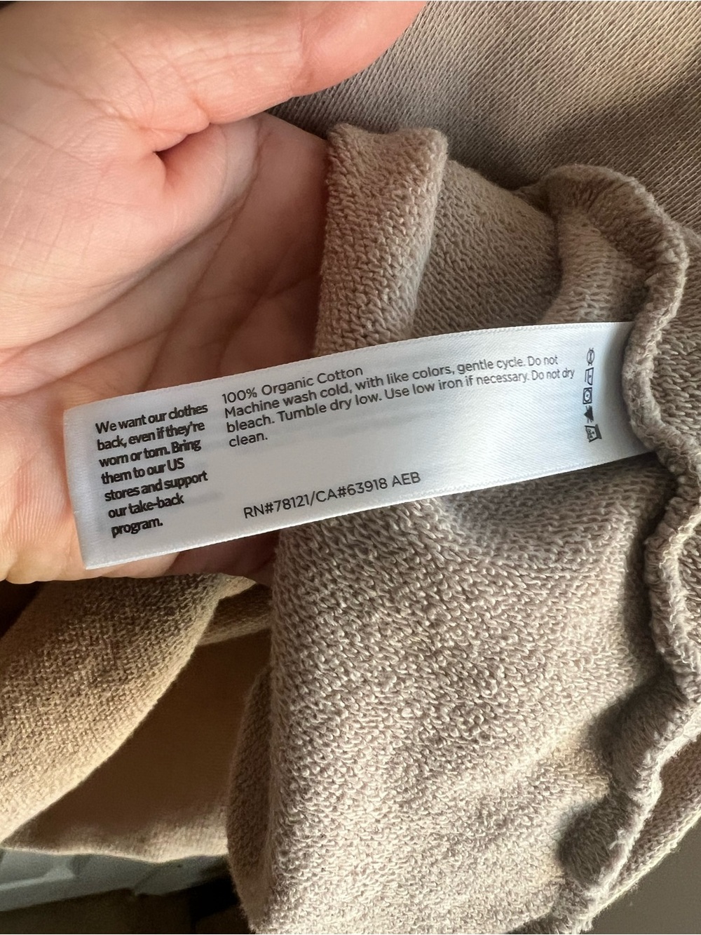 Eileen Fisher Taupe Crewneck Hoodie Sweater - Picture 7 of 7